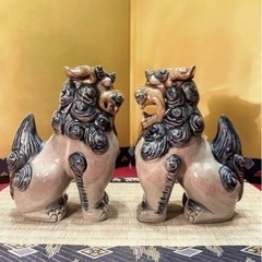 壺屋焼　湧田弘　作　シーサー　一対の画像