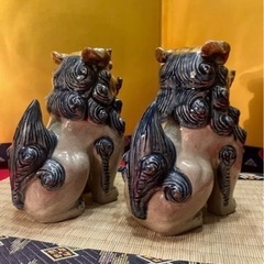 壺屋焼　湧田弘　作　シーサー　一対の画像