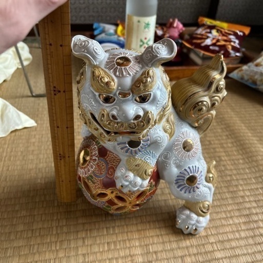 九谷焼　狛犬　玉乗り獅子