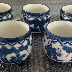 唐子絵 湯呑み 5客セット レトロ アンティーク   の画像