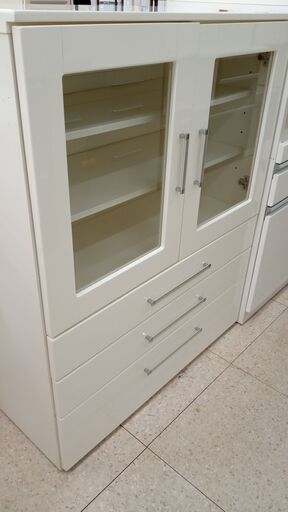 ★ジモティ割あり★ 株式会社マルミツ 食器棚 白 H110×D42×W88..5 クリーニング済み TJ2579