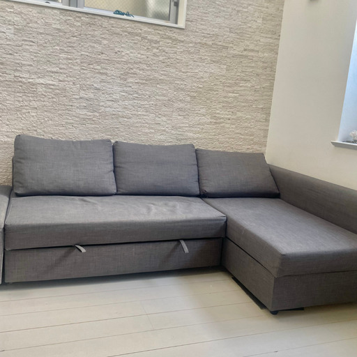 IKEA FRIHETEN フリーヘーテン コーナーソファベッド 収納付き, ダークグレー