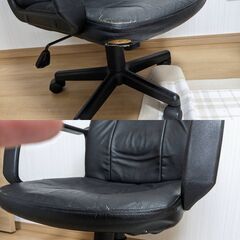 オフィス　合皮　レザー　チェア　黒　デスクチェアの画像