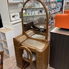 ヤイリ家具 ドレッサー 鏡台 椅子付き レトロ YAIRI 一面鏡