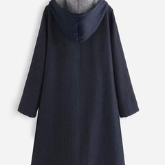 【新品】ジップアップ ロング丈 コート 長袖 フード付き  紺の画像