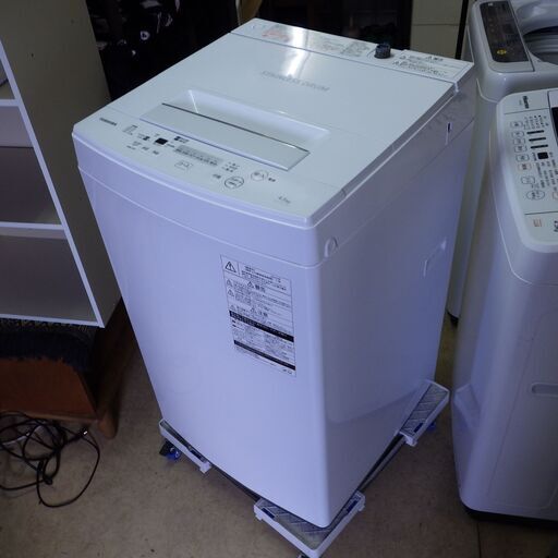 2019年製 美品 東芝 全自動洗濯機 4.5kg 配達設置対応/1カ月保証 ピュアホワイト TOSHIBA  AW-45M7（W）