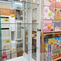 NITORI/ニトリ セアS60 コレクションボード キュリオケース コレクションケース ガラスショーケース 飾り棚 2枚ガラス扉 ガラス棚3枚 ホワイト☆幅60㎝×奥行32㎝×130㎝☆近隣配送無料 買取帝国 朝霞店の画像
