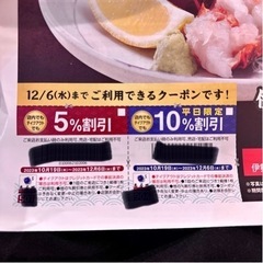 魚屋路　クーポン券　使用期限12/6まで