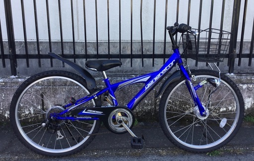 ＜整備・美品車＞ジュニア 24インチ自転車・シマノ外装6段変速・ LEDオートライト 鍵付き