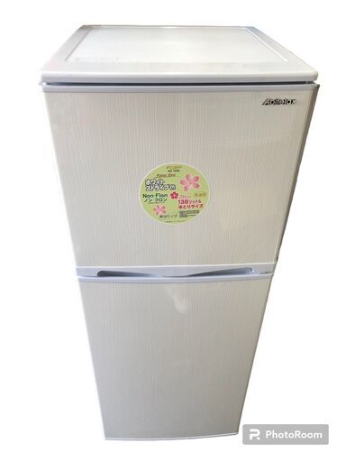 ☆中古￥11,800！Abitelax　138㍑2ドア冷蔵庫　家電　2020年製　AR-143E型　幅48㎝ｘ奥行53㎝ｘ高さ122㎝　【BJ300】