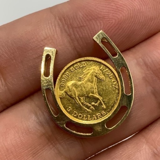 K24 ホースシュー　ペンダント　ツバルホース　1/25oz 枠K18 2.7g