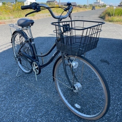 ママチャリ自転車 6段変速カゴ/鍵/オートライト付 26インチ ブリヂストン