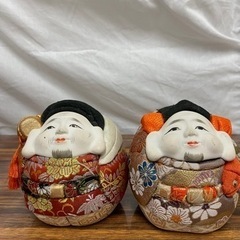 N2310-1131 縁起物　木目込人形　二福神　キズ汚れ有　現...