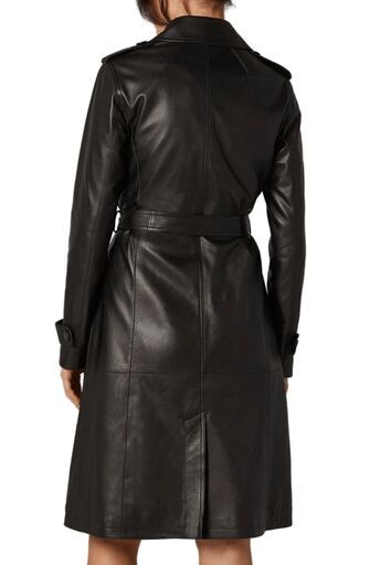 羊革・シャツ襟付きレザートレンチコート Sheep Leather Trench Coat W Shirt Collar