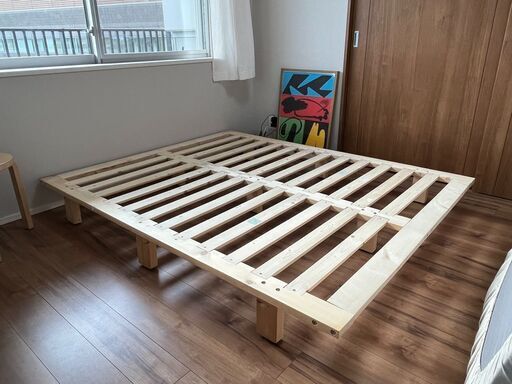 LOWYA クイーン すのこベッド 通気性 収納 天然木 Q