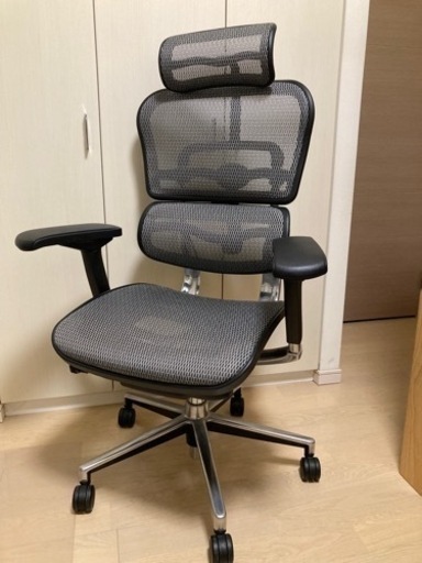 エルゴヒューマン　ベーシック　グレー　高機能メッシュオフィスチェア【説明書、付属品付き】