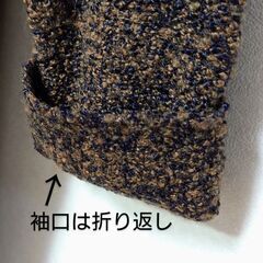 【OFF】ニット🧶ダッフル風フード付きカーディガン／レディース 細身のＬ／黒✕ベージュ✨タグ無し未着用の画像