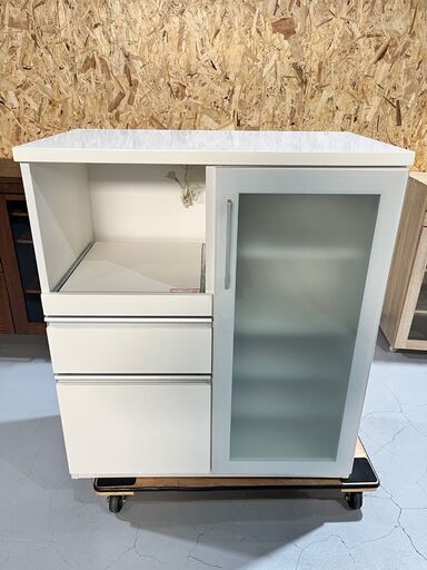 ★食器棚★ 幅880 キッチンボード キッチンキャビネット レンジ台 ホワイト キッチンカウンター 台所 家具 福島 郡山市 a