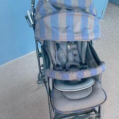 [値下げしました]ピジョンランフィ　ベビーカー　アジュールストライプ　A型AB型兼用の画像