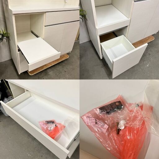 W 14594  土井インテリア 3枚キッチンボード　食器棚   ◆大阪市内・東大阪市他 5,000円以上ご購入で無料配達いたします！