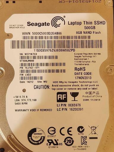 SSHD シーゲート 500GB SATA 8GB NAND Flash