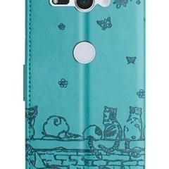 XperiaXZ2 Compact SO-05K ケース手帳型 桜の下の猫(緑)の画像