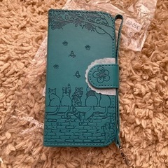 XperiaXZ2 Compact SO-05K ケース手帳型 桜の下の猫(緑)の画像