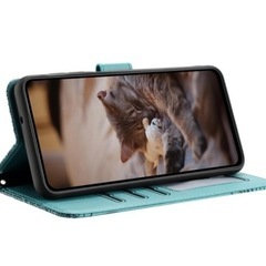 XperiaXZ2 Compact SO-05K ケース手帳型 桜の下の猫(緑)の画像