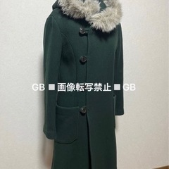 I.S. フード付き　ダップル　ロングコート　グリーン