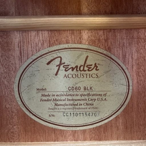 fender CD60BLK アコースティックギター
