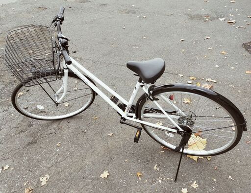 TAKEDA 6段切り替え付き自転車 エスコートタウン 27インチ ファミリーサイクル 通勤 通学 ホワイト