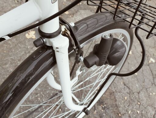  TAKEDA 6段切り替え付き自転車 エスコートタウン 27インチ ファミリーサイクル 通勤 通学 ホワイト