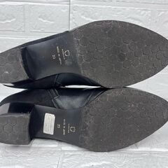 卑弥呼 HIMIKO ヒミコ 撥水 レザーショートブーツ 黒 ブラック 23.0cm 本革 ローヒールブーツ ベルトデザイン ☆ 札幌市白石区 白石店 の画像