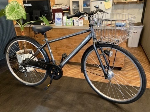 【前輪タイヤ・前輪チューブ新品！】LEDオートライト　6段変速　27インチシティクロス　ガンメタ