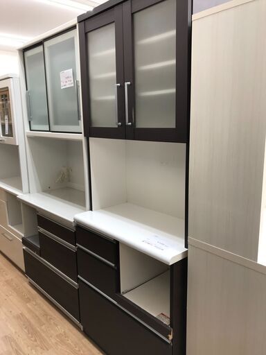 ★ジモティ割あり★  食器棚 ブラウン H200×W80×D40 クリーニング済み KJ3416