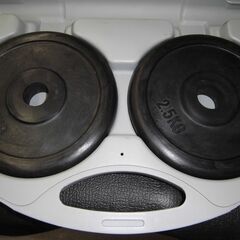 R090 ダンベル プレート 2.5kg 4枚 専用ケース有＆ 2本棒、Used・美品の画像