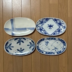 和柄　楕円形　プレート　4枚セット