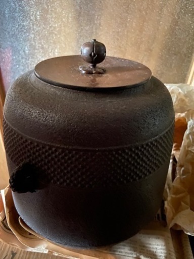 骨董　茶道具　帯霞　棗釜　銘工　佐藤清光　環（釜に付ける輪っか二つ）含む