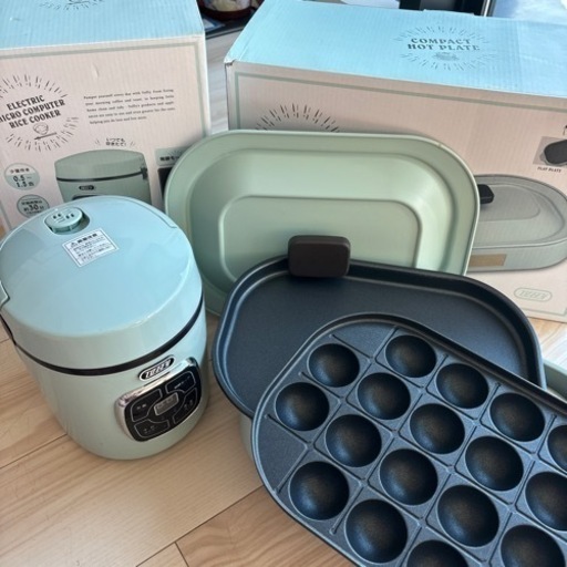 ★美品★ トフィー　ホットプレート（平面＆たこ焼き）＆一人用炊飯器
