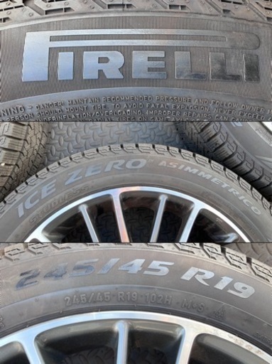 レクサス LS 純正ホイール スタッドレス 245/45R19 PIRELLI 2022年製 バリ山 19×8J +35 Fスポーツ 