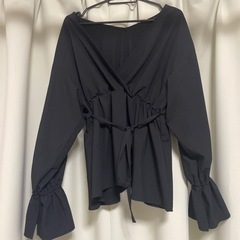 カシュクールシャツ　黒　フリーサイズ