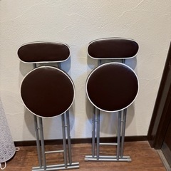 折りたたみ椅子　簡易椅子　ブラウン