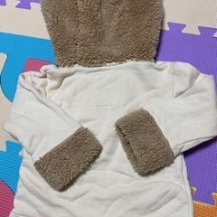 クマ耳 モコモコ アウター 95cmの画像