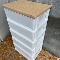 プラスチック×木製天板　5段　収納ボックス 衣装ケース 衣類ケース プラスチックケース 衣類 収納の画像