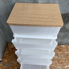 プラスチック×木製天板　5段　収納ボックス 衣装ケース 衣類ケース プラスチックケース 衣類 収納の画像