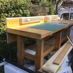 木製の頑丈な作業台　自作品　茂原市内配達可