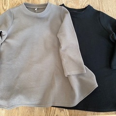 ＊シンプルワンピース２点セット＊ブラック＊グレー＊サイズ110＊の画像