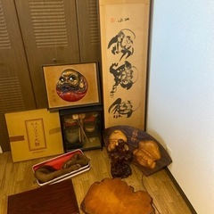 骨董品一式　仏像　茶道具　ミンク毛皮　花台