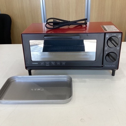 ＊【極美品】TWINBIRD オーブントースター コンパクト レッド TS-4035R サーモスタット搭載 4段階出力 トースター ツインバード 動作品 2021年製