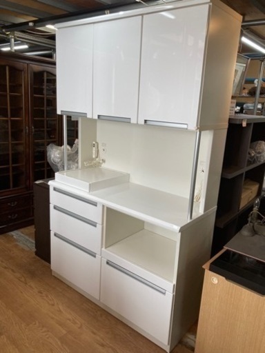 食器棚 レンジボード ホワイト 幅120cm 中古